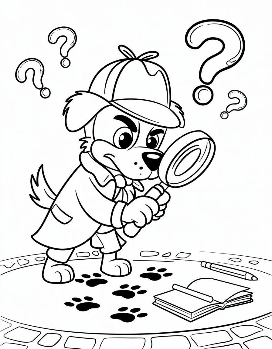 Detective Dog with Magnifying Glass